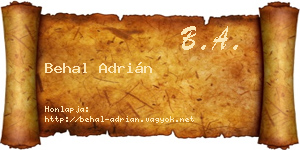 Behal Adrián névjegykártya
